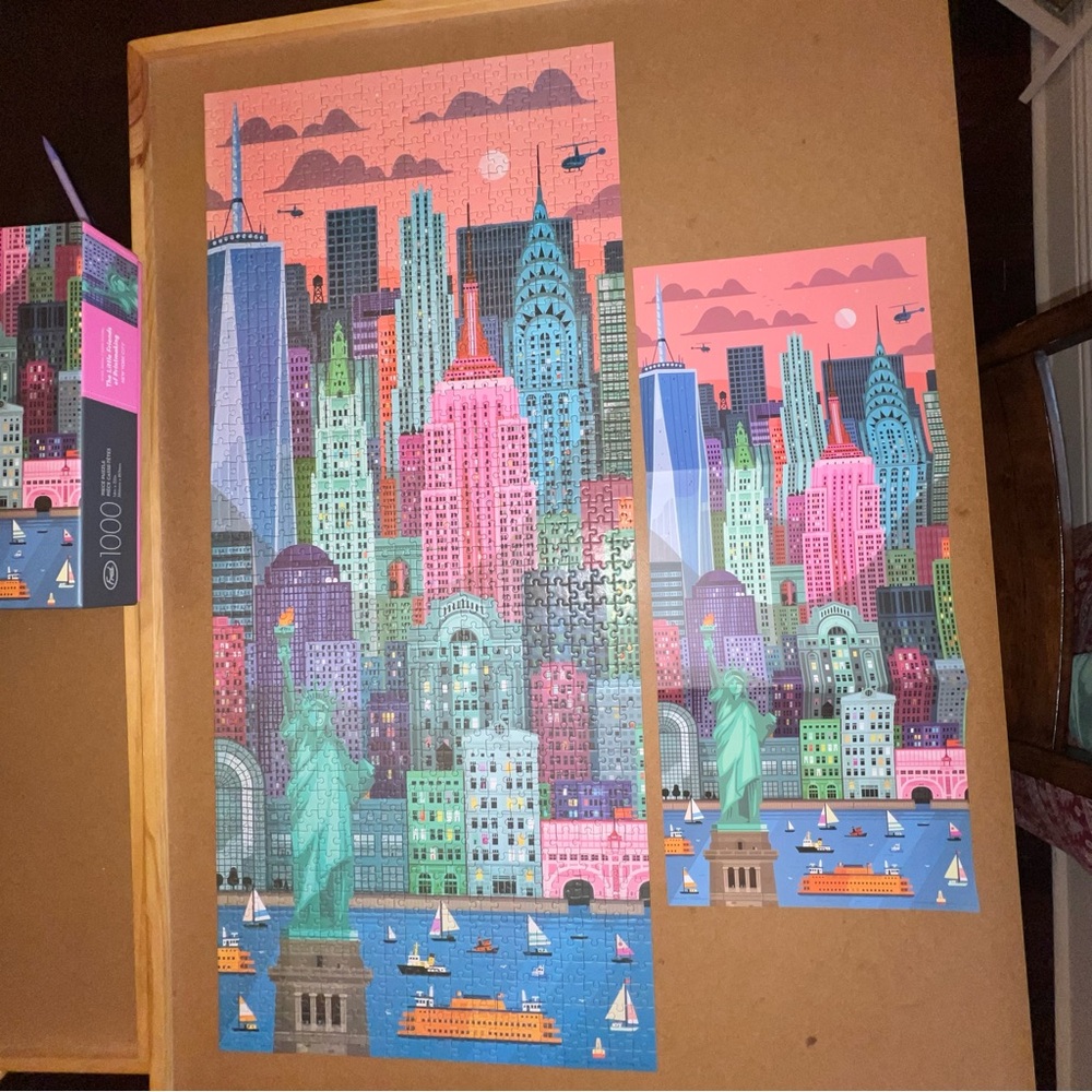 Fred Pink & Teal City Skyline Jigsaw Puzzle
